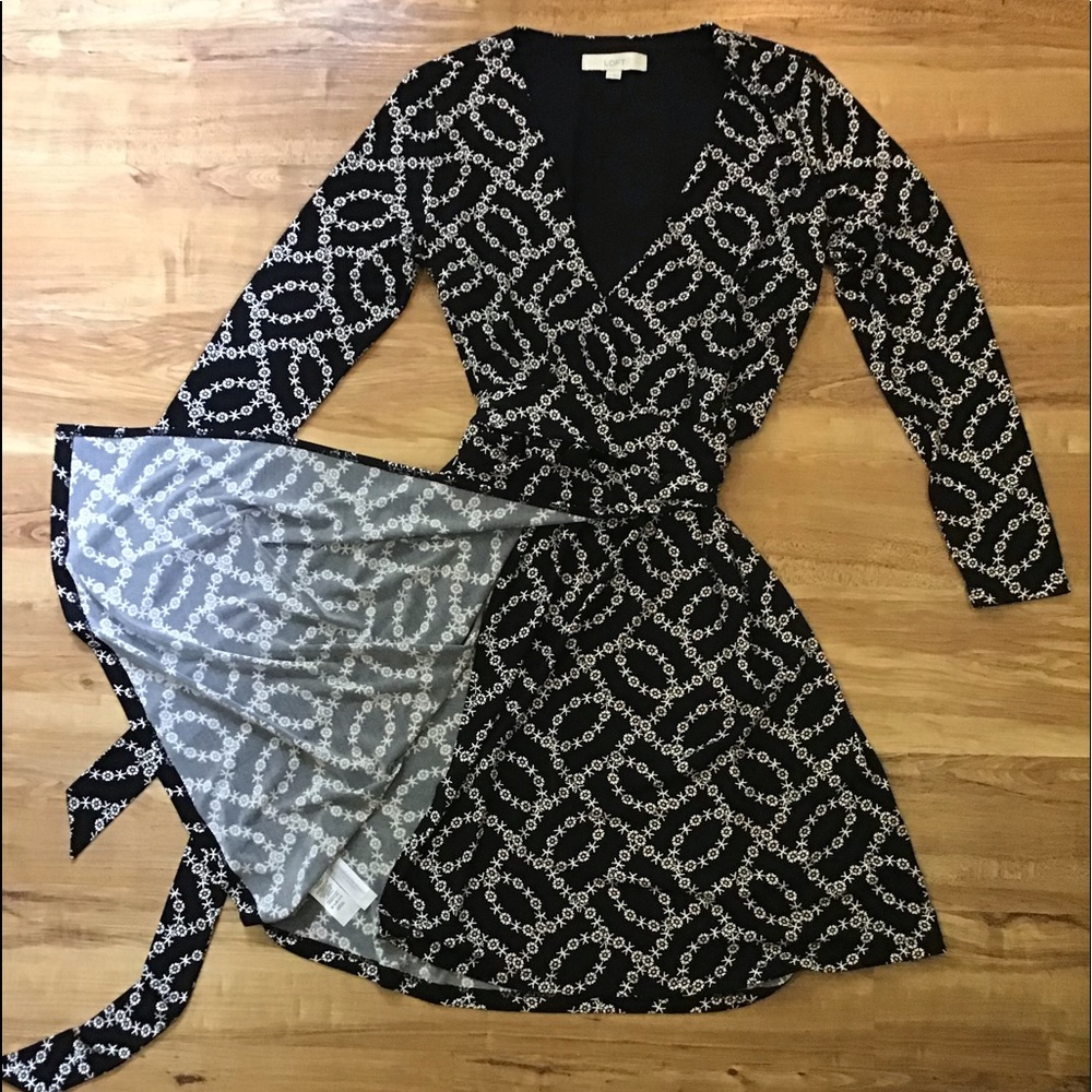 NWOT LOFT Flower & Star Print Wrap Dress - Picture 4 of 12